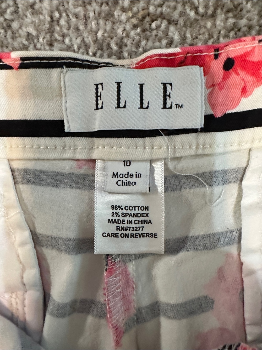 Elle Black & White Striped Shorts with Pink Floral Print - Picture 4 of 4